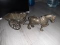 масивен бронзов кон със кару4ка, снимка 1 - Антикварни и старинни предмети - 36670704