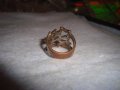 СТАР АЖУРЕН ЗВЕЗДОВИДЕН МЕДЕН РЕТРО ПРЪСТЕН със СЛЕДИ от ПОЗЛАТА 71071, снимка 6