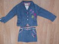 Дънков детски костюм с пола за момиче, снимка 1 - Детски комплекти - 38090534