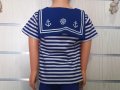 Нова детска блуза с моряшка яка и трансферен печат Котва, Морска, от 8 години до 15 години, снимка 4