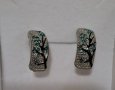 Сребърни обеци колекция"Plum trees",tiny green trees с кристали/нови, снимка 1 - Колиета, медальони, синджири - 43271454