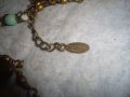 КРАСИВО ФЛОРАЛНО МАРКОВО ВИНТИДЖ АРТ БРОНЗОВО КОЛИЕ ОГЪРЛИЦА с ШЛИФОВАНИ КАМЪНИ 30159, снимка 12