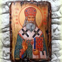 Икона на Свети Серафим Софийски Чудотворец 21/15 см, художествен декупаж, уникат, снимка 4 - Икони - 30439672