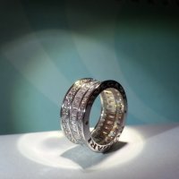 Сребърен пръстен с багети, модел на BVLGARI, снимка 3 - Пръстени - 28044949