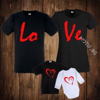 Семейни тениски с щампа дамска тениска + мъжка тениска + детска тениска + бебешко боди LOVE ME , снимка 1 - Тениски - 26336593