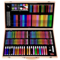 Комплект за Рисуване и оцветяване в дървен куфар 180 части komplekt za risuvane , снимка 2 - Рисуване и оцветяване - 43384932