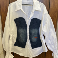 Бяла риза тип корсет отпред , снимка 1 - Ризи - 44894921