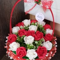Страхотна кошница със сапунени рози, снимка 6 - Изкуствени цветя - 36983017