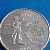 25 цента САЩ 2000 Масачузец ,юбилейна, снимка 1 - Нумизматика и бонистика - 10823553