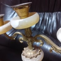 Антика .Свещник бронз и  мрамор, снимка 4 - Антикварни и старинни предмети - 43035377