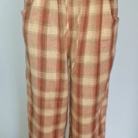 Ленени панталони в каре - тип пижама , снимка 1 - Панталони - 28316382