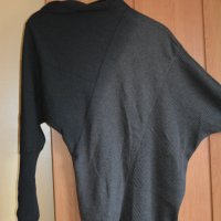 Асиметрична блуза преливаща от тъмносиво в черно с ръкав прилеп, снимка 2 - Блузи с дълъг ръкав и пуловери - 43143539