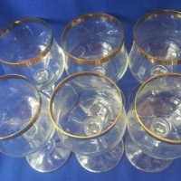 Ретро кристални чаши за алкохол, златен кант, столче, 6 бр , снимка 5 - Антикварни и старинни предмети - 37982466