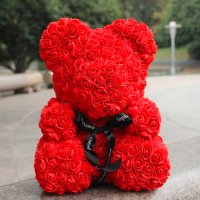 Мече изработено от рози с панделка, снимка 3 - Подаръци за жени - 43024551
