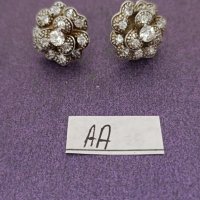 Красиви сребърни обеци С камъни Буква АА, снимка 1 - Обеци - 43923359