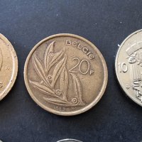 Монети. Белгия. Белгийски франк. 20, 10, 5, 1... 10 бройки., снимка 2 - Нумизматика и бонистика - 36837025
