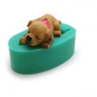 3D кученце Куче с каишка силиконов молд форма за декорация торта фондан шоколад гипс сапун, снимка 1 - Форми - 27459685