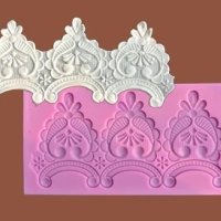 3 висящи орнамента силиконов молд борд кант декор гъмпейст торта фондан украса, снимка 1 - Форми - 43528652
