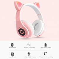 Безжични Bluetooth слушалки с котешки уши - FM Радио, MP3 плеър, снимка 3 - Bluetooth слушалки - 32537063