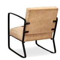 Кресло, кафяво, естествена кожа и канава, снимка 5 - Дивани и мека мебел - 44049582