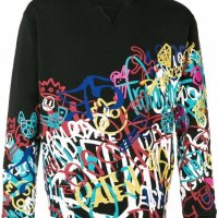 DSQUARED D2 ICON Graffiti Paint Print Мъжка Блуза тип Пуловер size L (M), снимка 3 - Пуловери - 34818676