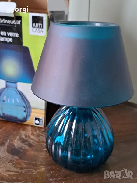 стъклен цветен свещник  3/4, снимка 1