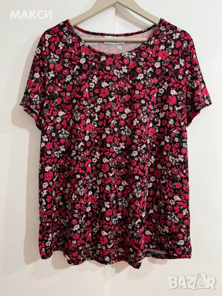 Макси силно еластична и мека тениска във флорален десен, снимка 1