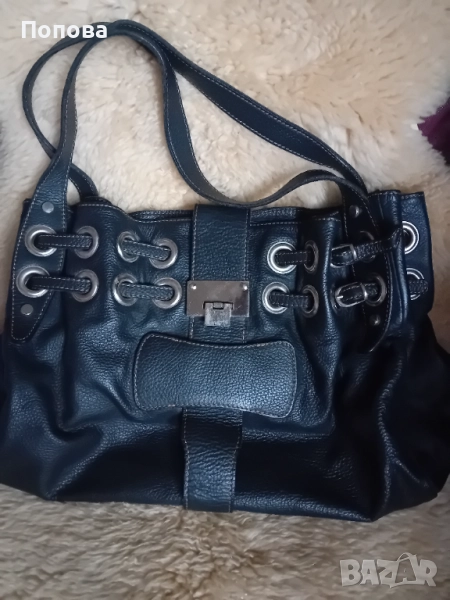 Голяма атрактивна  италианска чанта от естествена кожа, снимка 1