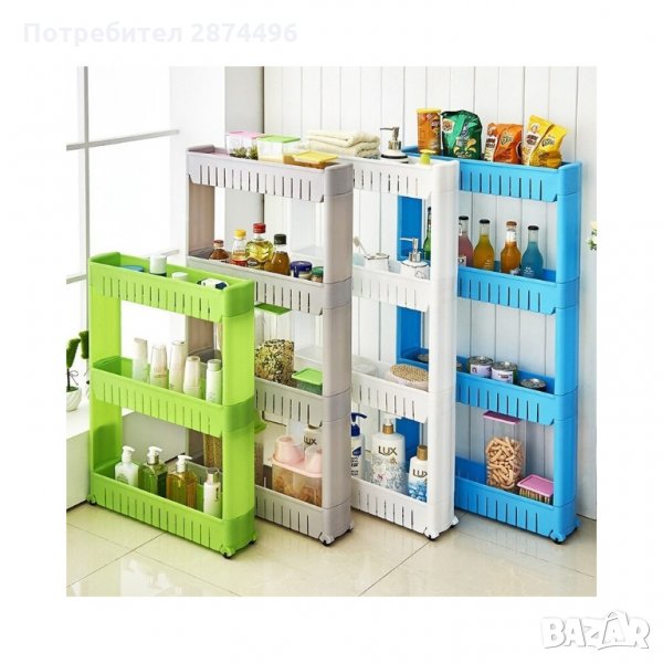 2498 ПОДВИЖНА ЕТАЖЕРКА НА КОЛЕЛА ЗА БАНЯ И КУХНЯ С 3 ИЛИ 4 РАФТА, снимка 1