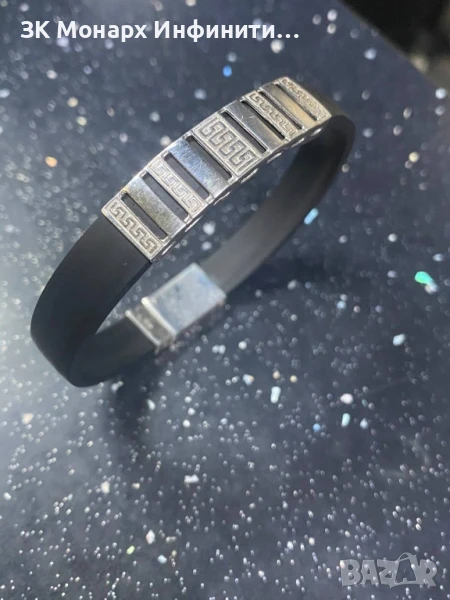 Сребърна силиконова гривна, снимка 1