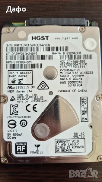 Хард диск HGST 500GB за лаптоп в 100% здраве, снимка 1