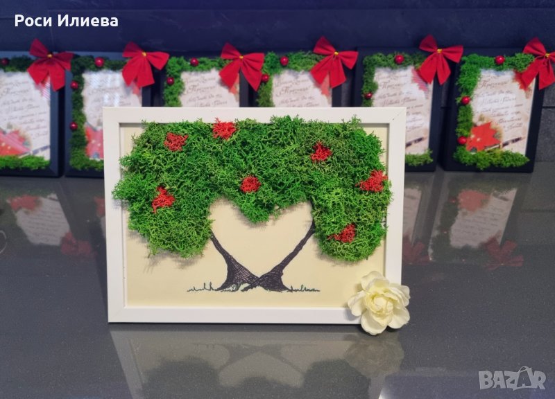 Рамка "Дървото на любовта" декорирана със скандинавски мъх, снимка 1