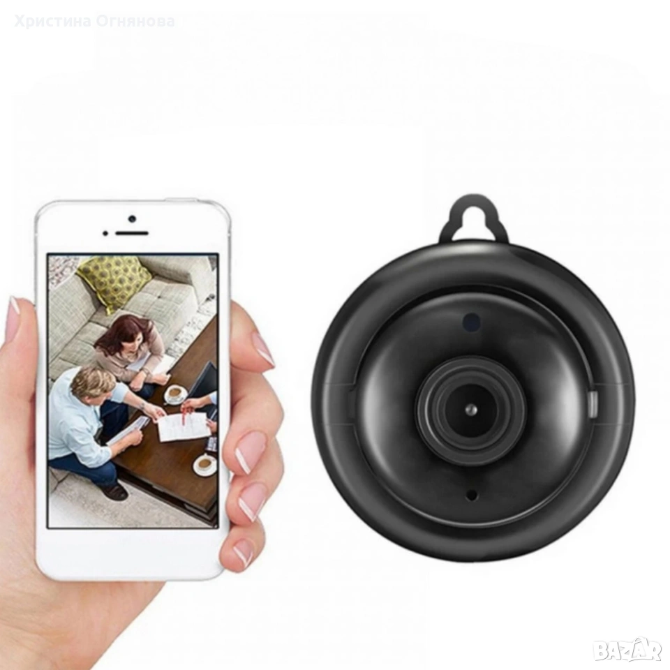 Мини HD камера V380 - Wi-Fi, IR нощно виждане и запис до 64G, снимка 1