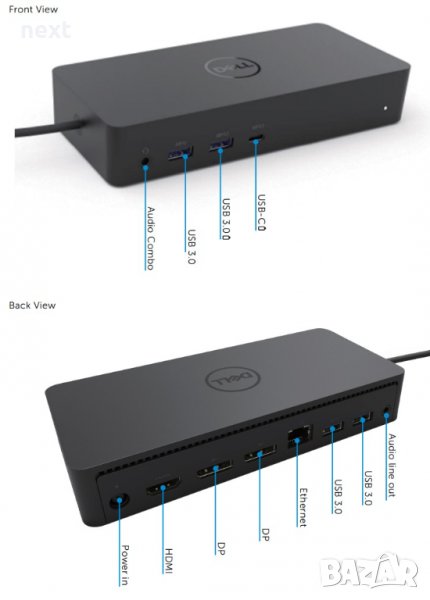 Докинг станция Dell Universal Dock D6000S USB 3.1 / 3.0 +130W +Гаранция, снимка 1