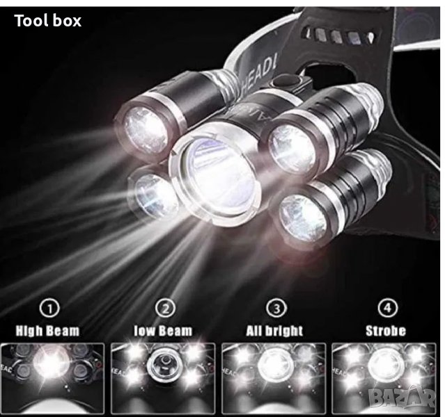 Фенер за глава - челник с комплект батерии, снимка 1