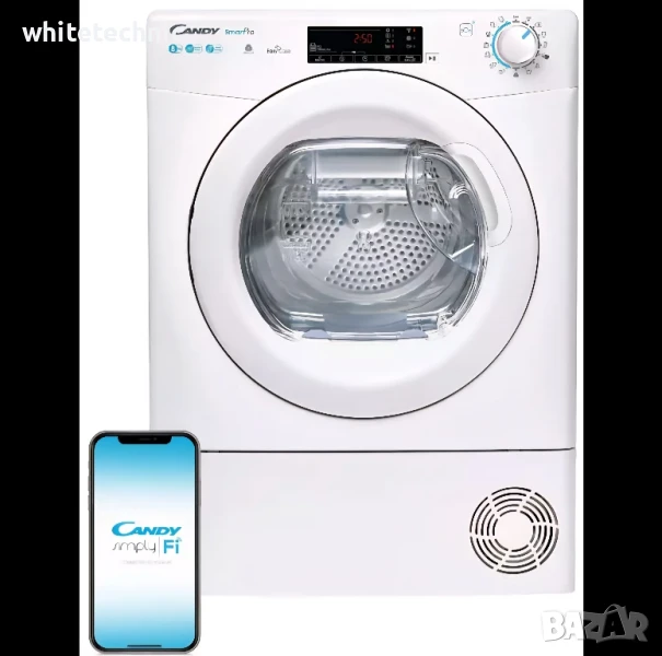 Сушилня Candy, CSOE H8A2TE-S, Термопомпа, Енергиен клас А++, Капацитет 8 кг, 14 програми, Бял, снимка 1