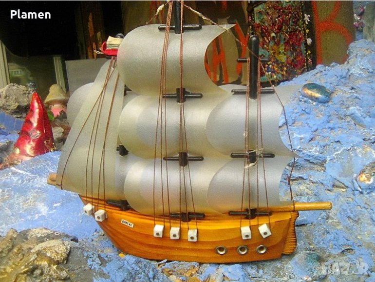 Стар български сувенир платноходен кораб - Бургас, снимка 1