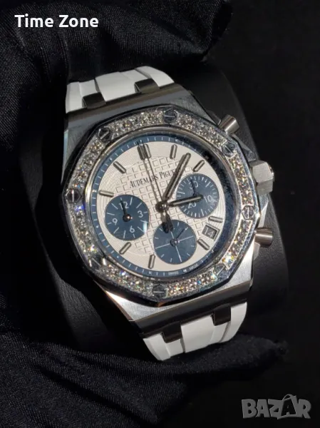 Audemars Piguet Royal Oak Offshore Chronograph 37mm White-Blue Diamond Дамски Различни Варианти, снимка 1