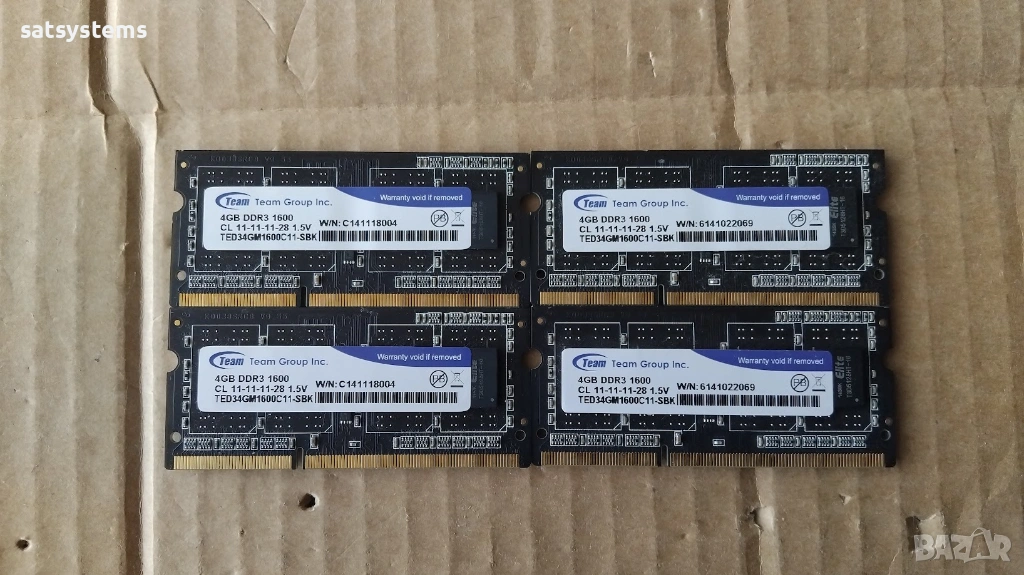 SO-DIMM Memory Module Team Group Elite Kit 4x4GB,DDR3 1600MHz(PC3-12800U) CL11 1.5V, снимка 1