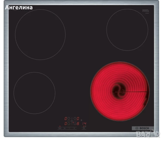 Готварски плот, Bosch PKE645BB2E, SER4, Electric cooktop, 60 cm, Glass-ceramic hob, 4 zones, Black, , снимка 1