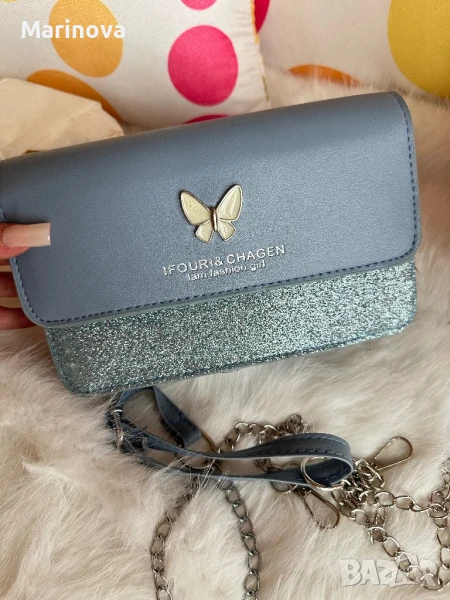 Сладка синя чантичка през рамо, снимка 1