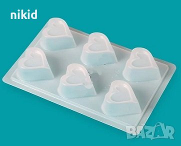 6 бр сърце сърца Полипропилен поликарбонатна пластмасова форма шоколадови бонбони желе фондан молд, снимка 1