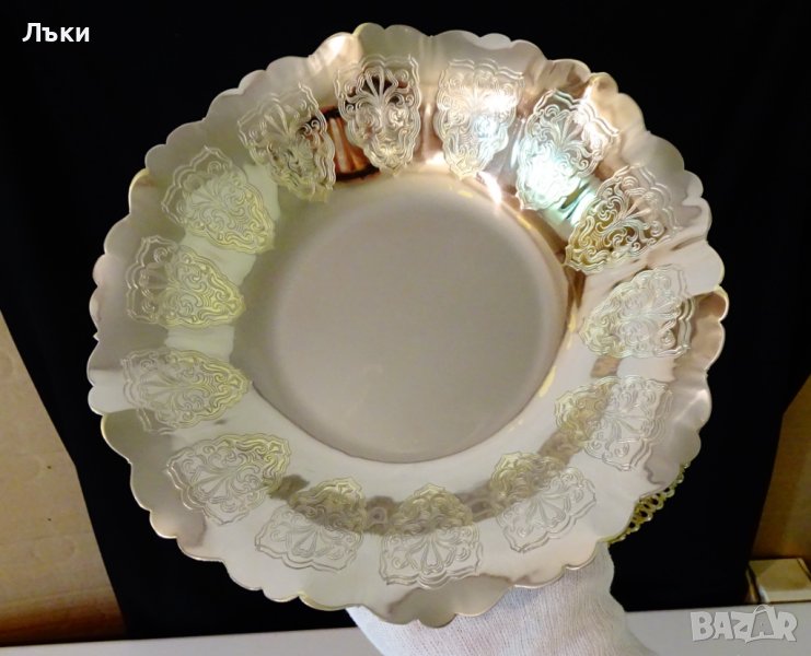 Посребрена фруктиера 22 см.,орнаменти. , снимка 1