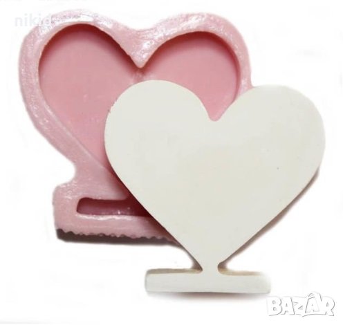 Сърце на стойка рамка снимка силиконов молд форма калъп фондан шоколад гипс декор, снимка 1