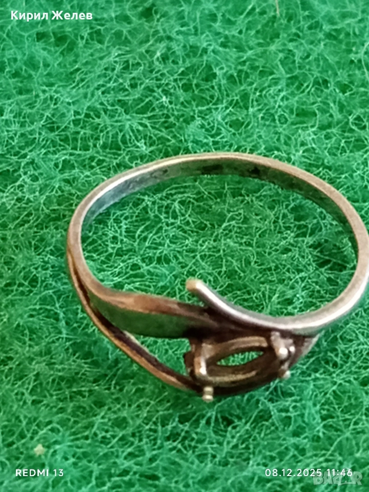 Винтидж сребърен пръстен с паднал камък майсторска ръчна изработка 39963, снимка 1