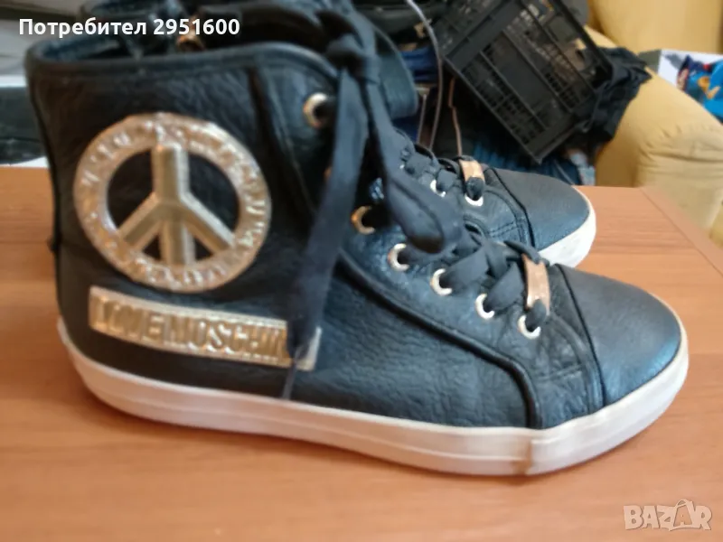 Елегантни черни боти на марка LOVEMOSCHINO естeствена кожа, снимка 1