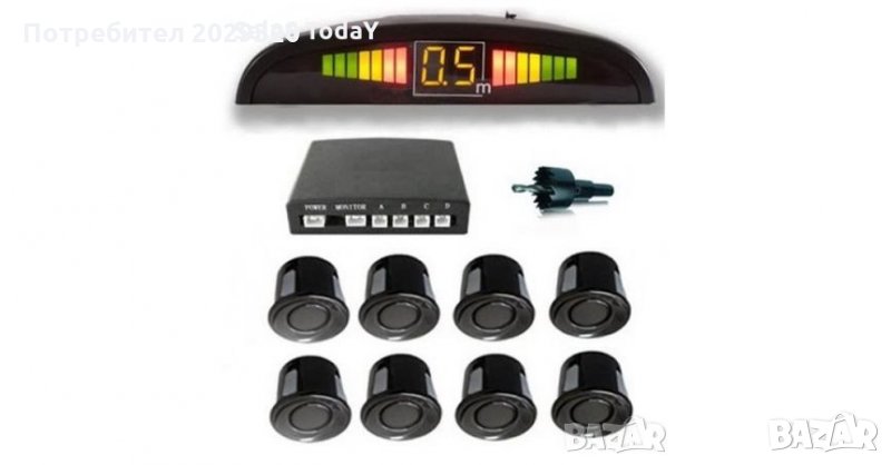 Парктроник система за автомобил с 8 датчика, LCD дисплей и звукова сигнализация , снимка 1