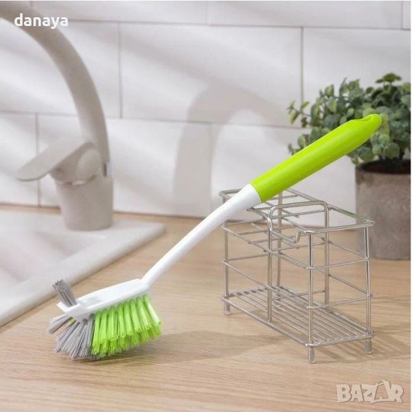 3642 Двойна четка за почистване с дълга дръжка Четка за тоалетна баня мивка, снимка 1