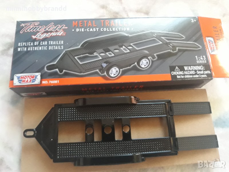 Платформа-Ремарке.  1.43  Motor Max. Metal Trailer . Die-cast Collection., снимка 1