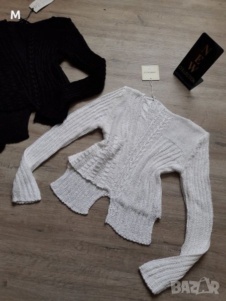 Ново жестоко бяло пуловерче на различни дължини на намаление, снимка 1